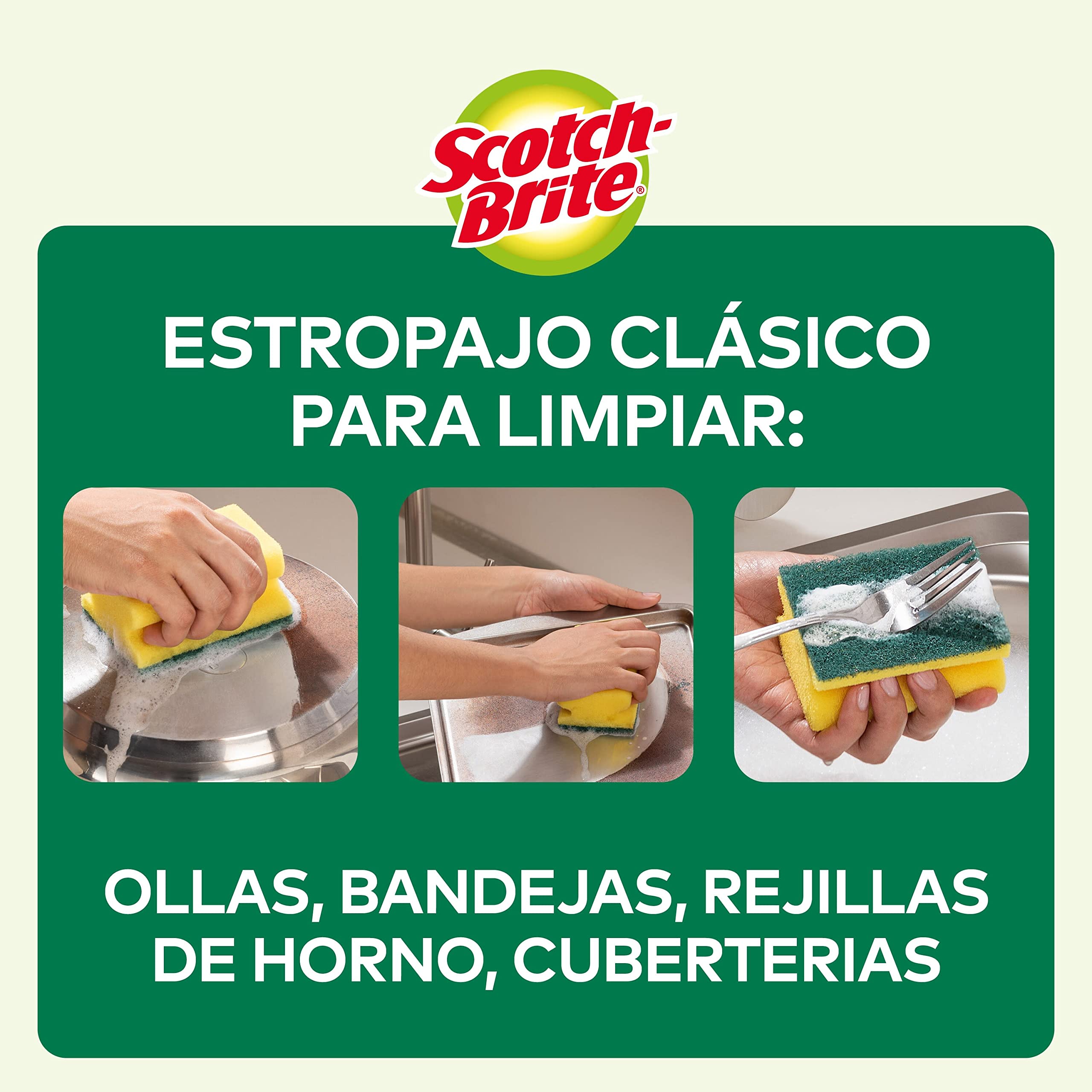 Scotch-Brite Estropajo Clásico de cocina, 16 esponjas por paquete - Eficaz para el fregado de cada día — view 6