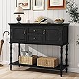 GarveeHome Entryway Table, 43.3" Long Console Table with Storage, 2 Tier Wood Console Table with Metal Frame and MDF, Sofa Tables Behind Couch, Hallway Table for Foyer-Grey