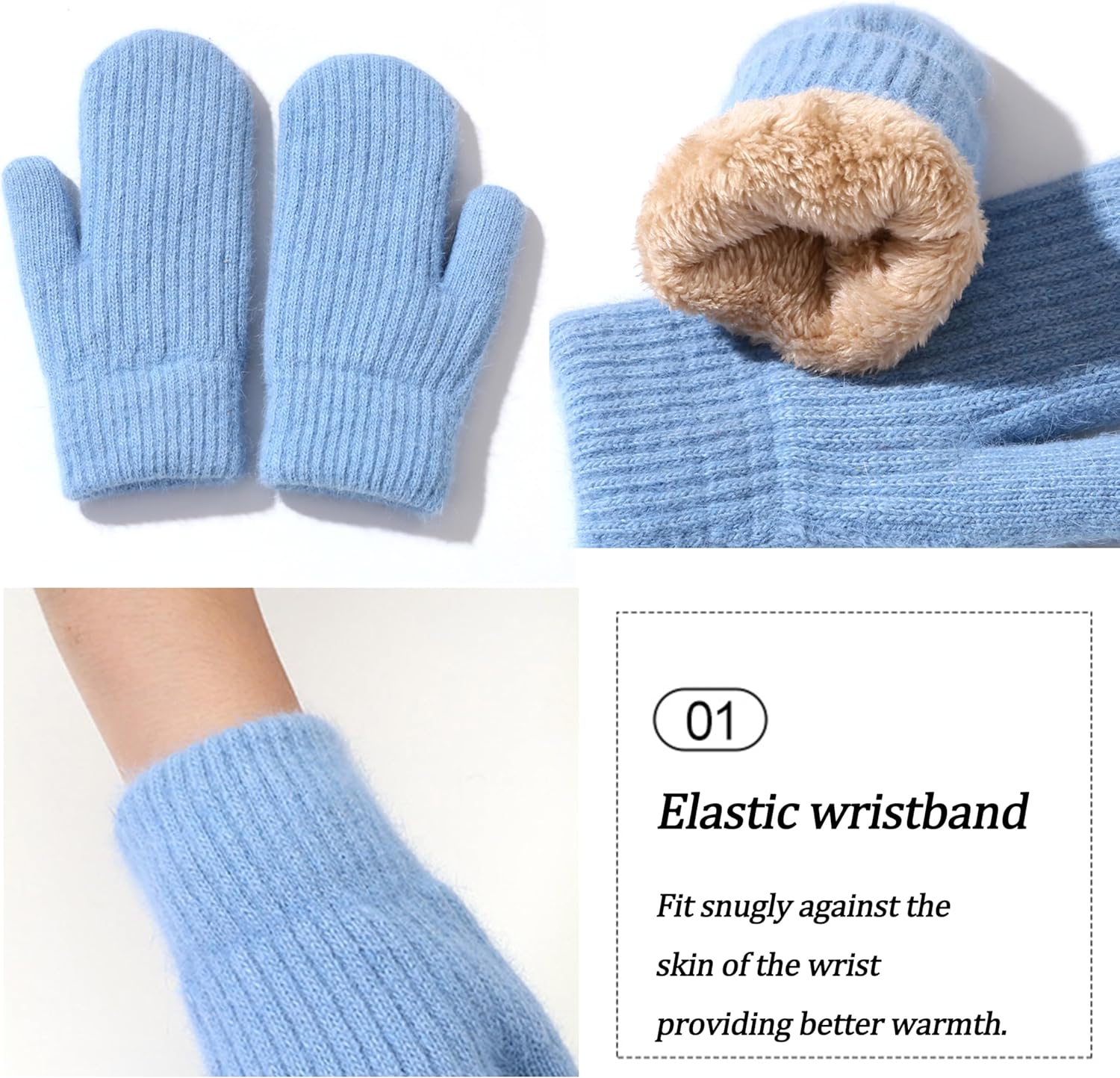 Women's Winter Gloves Warm Lining Mittens Cold Weather Cozy Wool Knit Thick Gloves - Image 5