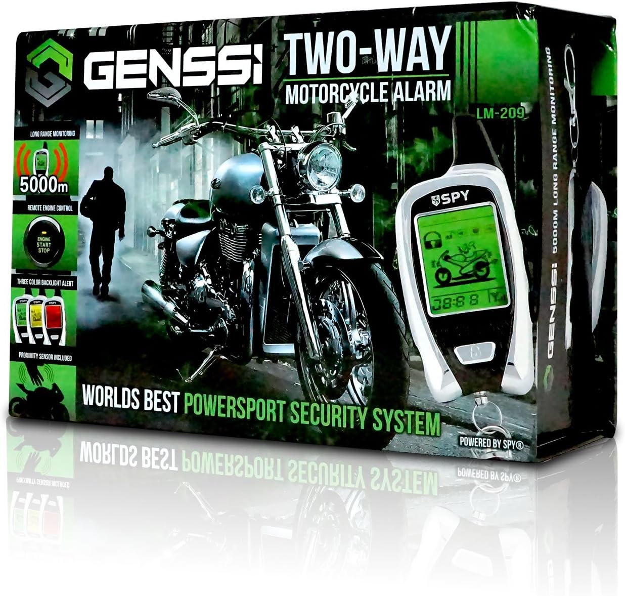 2-Way LCD Motorcycle Alarm Pager with Remote Engine Start & Proximity Sensor for All Bikes Universal