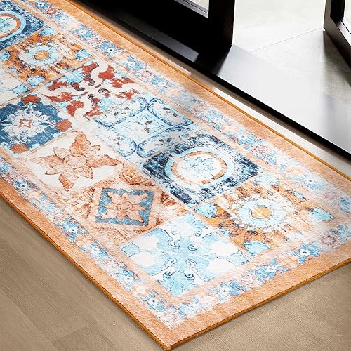 Miniatura 223 de Ashler - Alfombras bohemias vintage de 5 x 8 pies para sala de estar, lavables a máquina con parte trasera antideslizante, alfombra para interiores