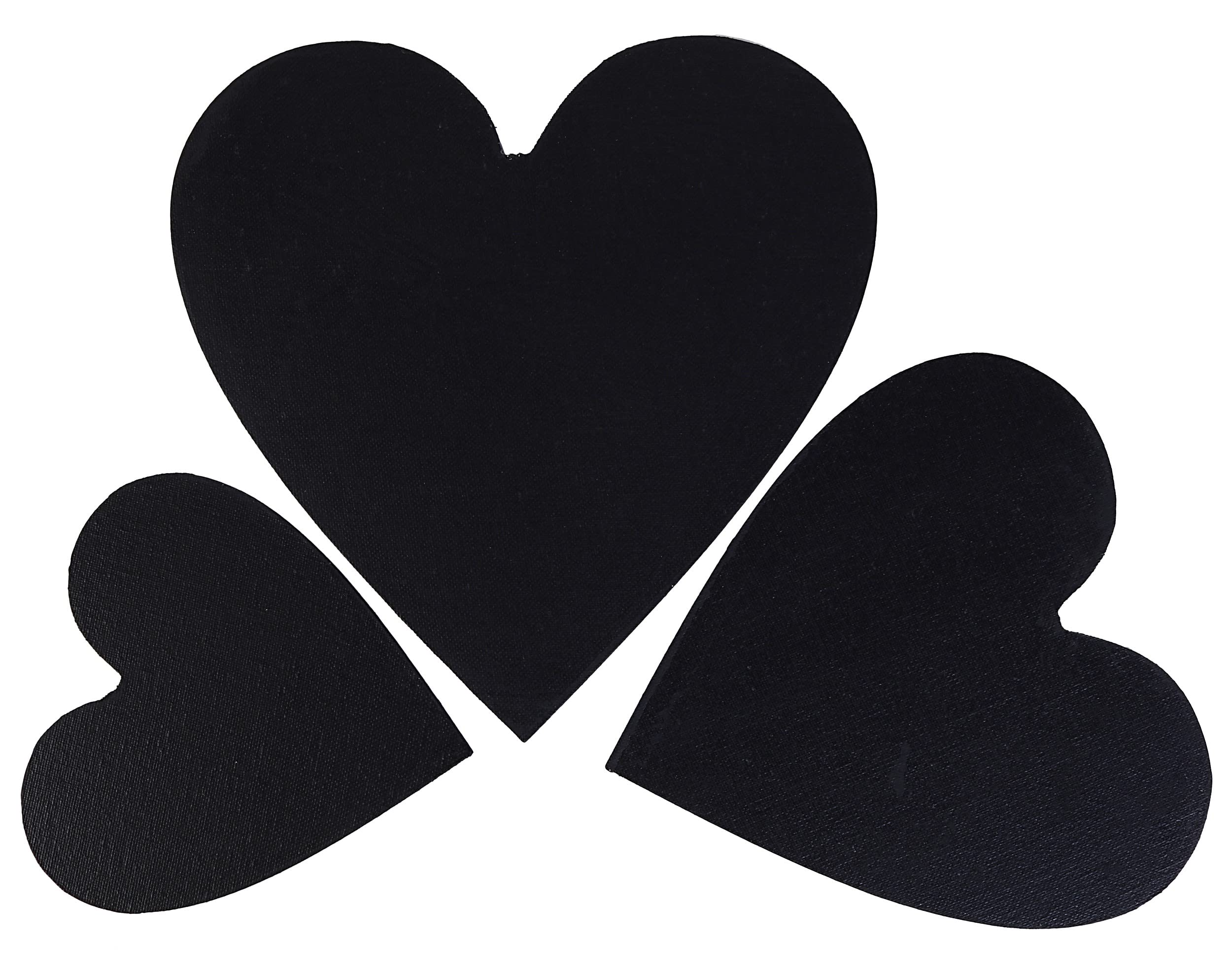 Amazon Brand – Umi Black Heart Shaped Primed Cotton Canvas Board of 6, 8 and 10 Inch