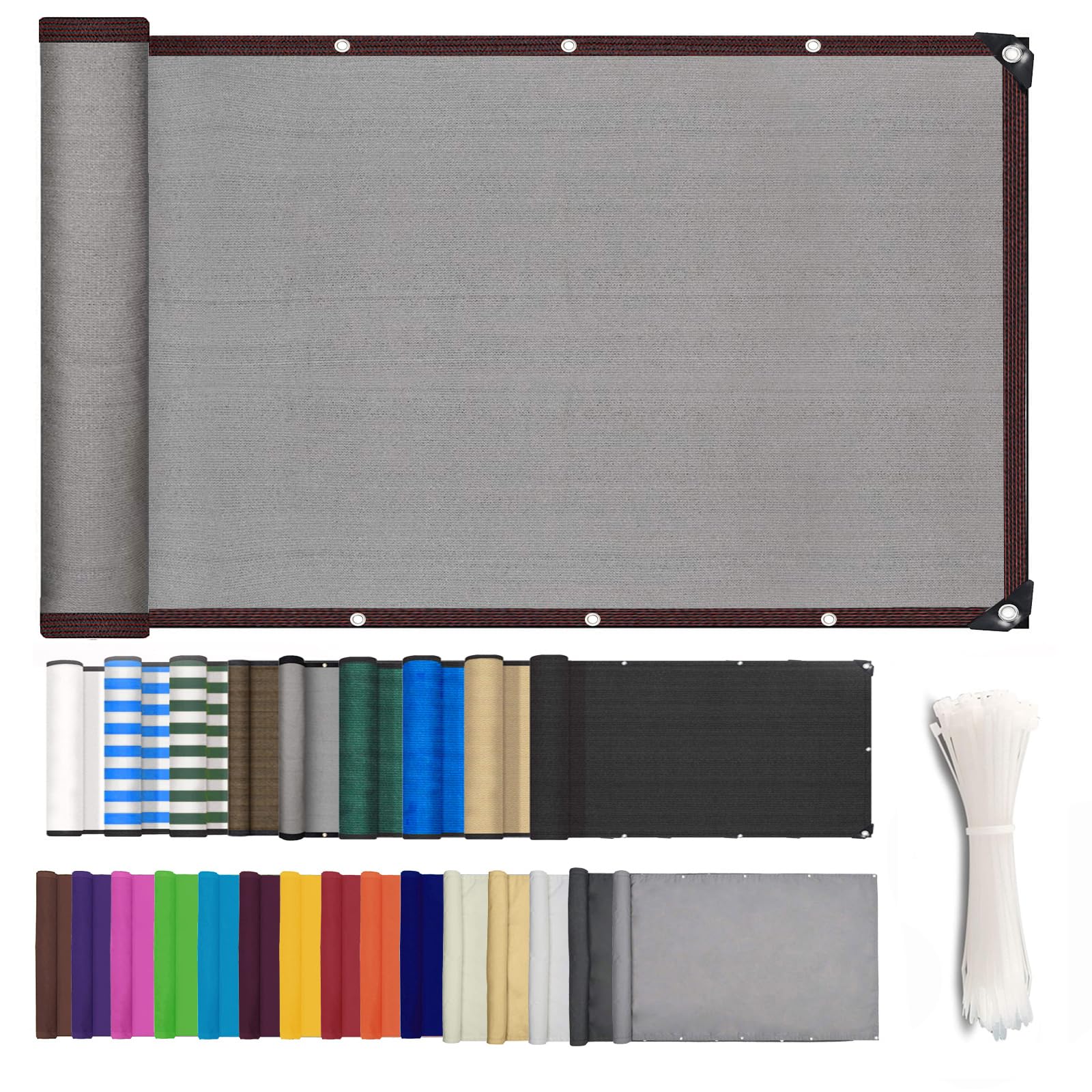 ZHhan Balcony Privacy Screen Wind and UV Protection Balcony Screening for Deck, Backyard, Patio, Balcony, Includes Cable Ties 8 Days Delivered 9 Colors 377 Sizes Grey 1x2m
