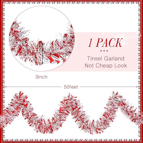 Miniatura 8 de Guirnalda de oropel de graduación de 50 pies, guirnalda metálica para árbol de Navidad, decoración de árbol de Navidad, escuela, boda, cumpleaños,