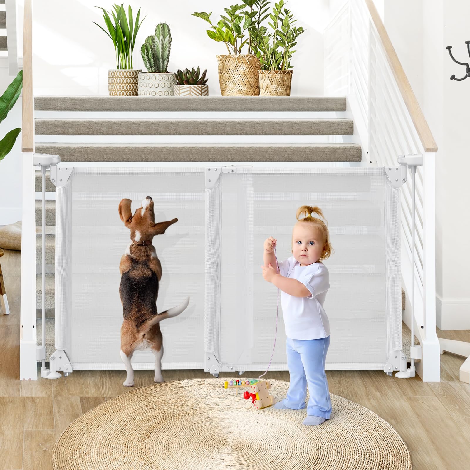 500cm/200inch Retractable gate Extra Wide, Upgraded 86cm/34inch Tall Stair Safety Gate for Baby and Dog, Hallway and Indoor/Outdoor Use — view 25