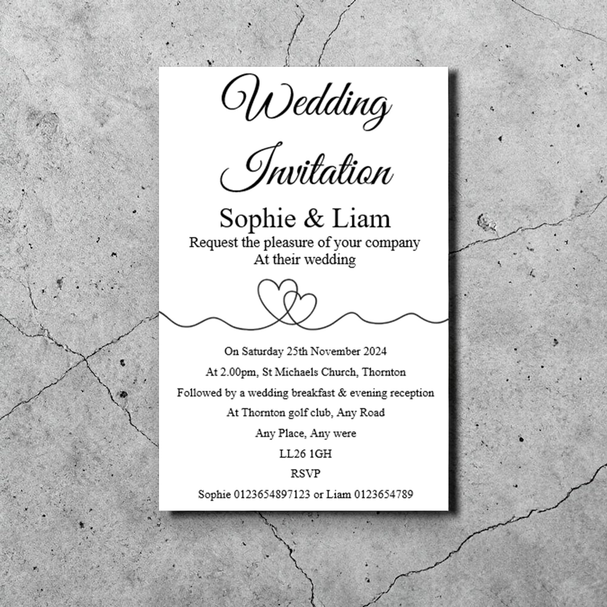 Bespoke Candy Delights Personalised Beautiful Stylish Wedding Day Invitations - Invites With Envelopes WD74 (20 Invites)