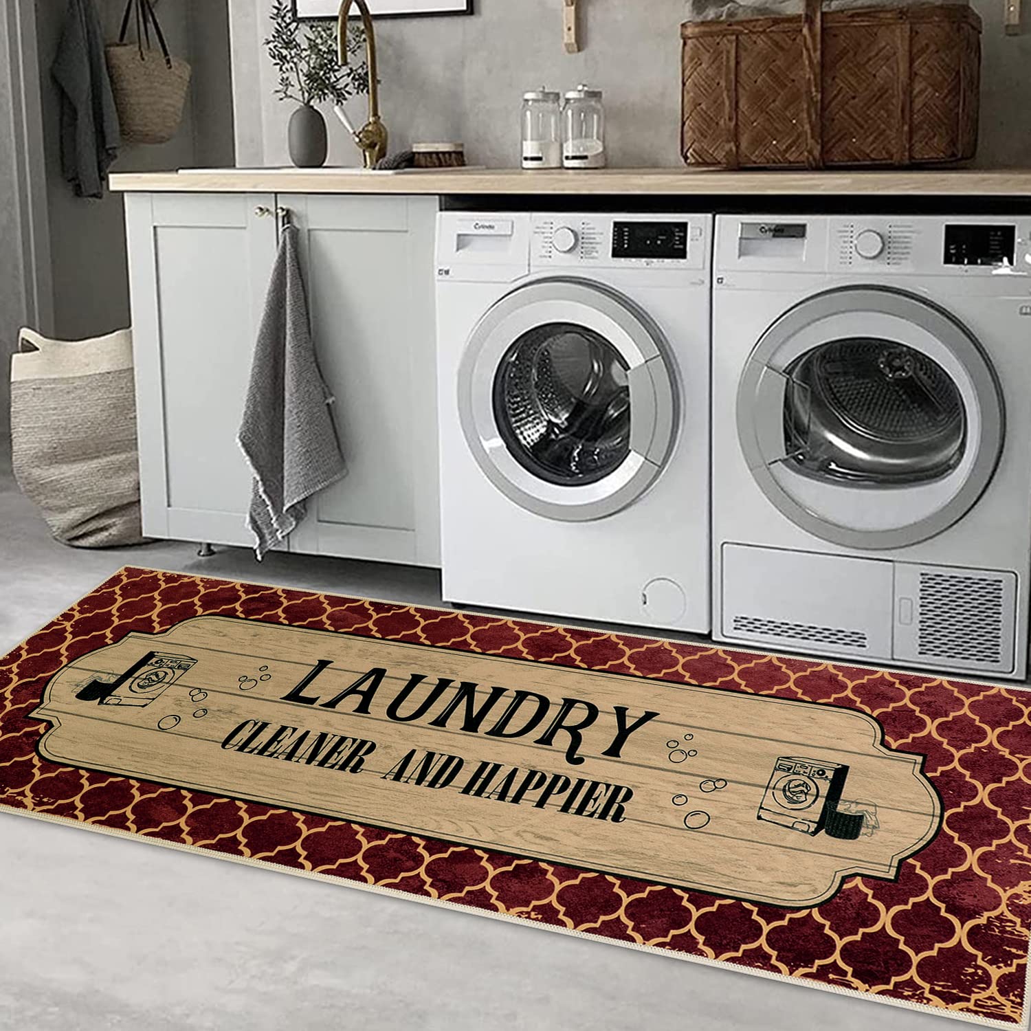 Amazon.com: Yinuomo Farmhouse Laundry Room Rug Runner 20" x 59" Non Slip Laundry Mats for Laundry Room Decor, Machine Washable Runner Rugs for Kitchen ...