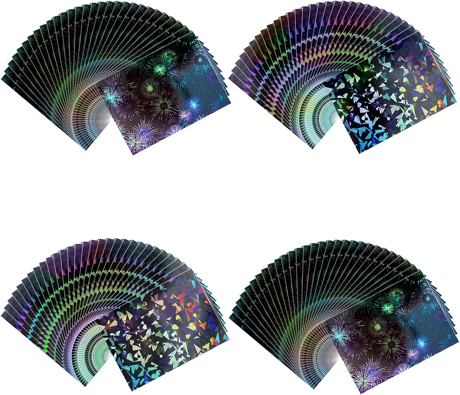 200pcs Holographic Card Sleeves Standard Size 66x91mm Trading Card Protectors. Matte Black Back Anti-Slip TCG Deck Protectors for MTG, Sports, Photocards (Broken Glass & Fireworks)
