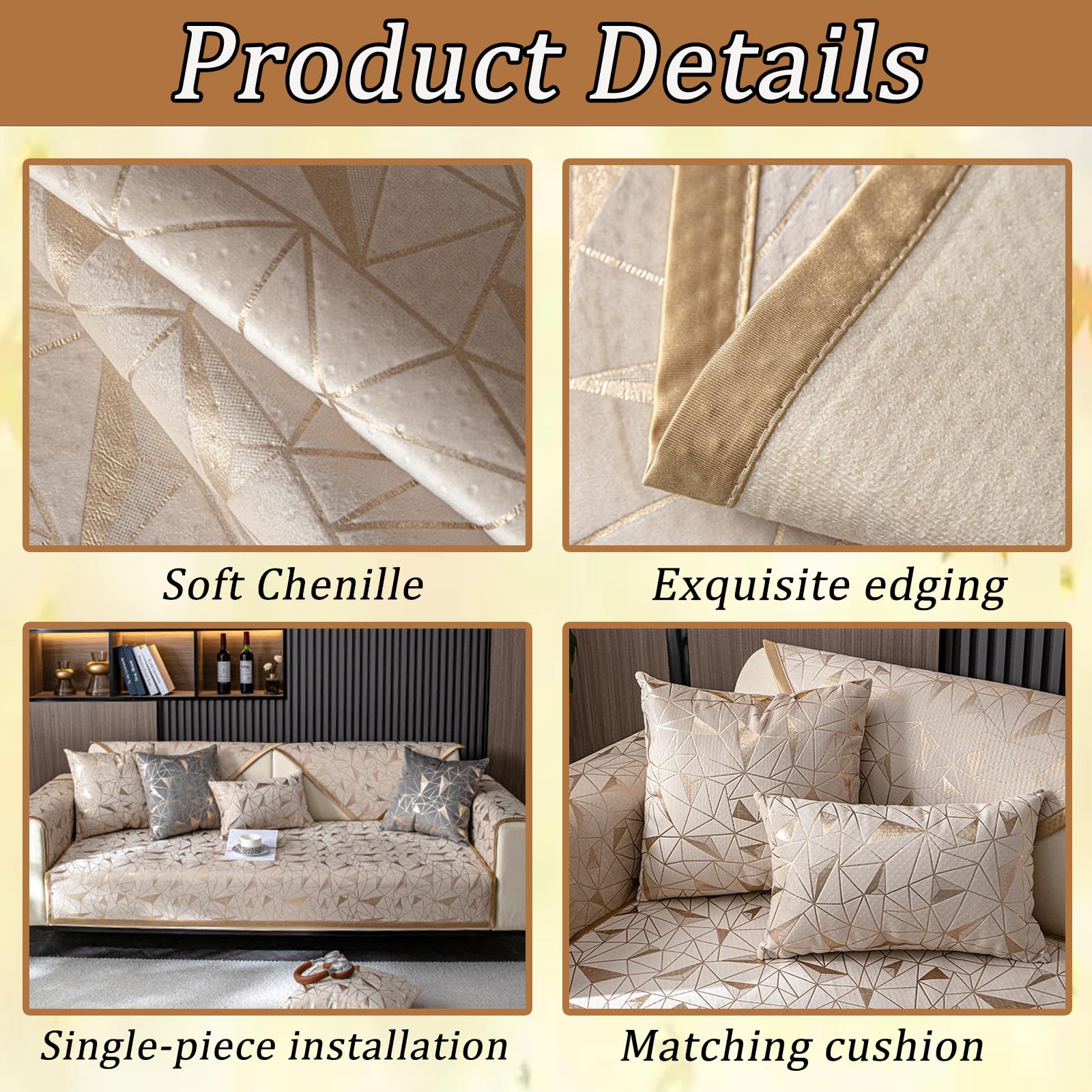 Chenille-Sofabezug, Rutschfester, luxuriöser Universal-Sofahusse für Ecksofa, 3-Sitzer-Couch, Liebe-Sitz, Relaxsessel mit Armlehnen- und Rückenlehnenbezug Gray 90x160cm/35.43x62.99in