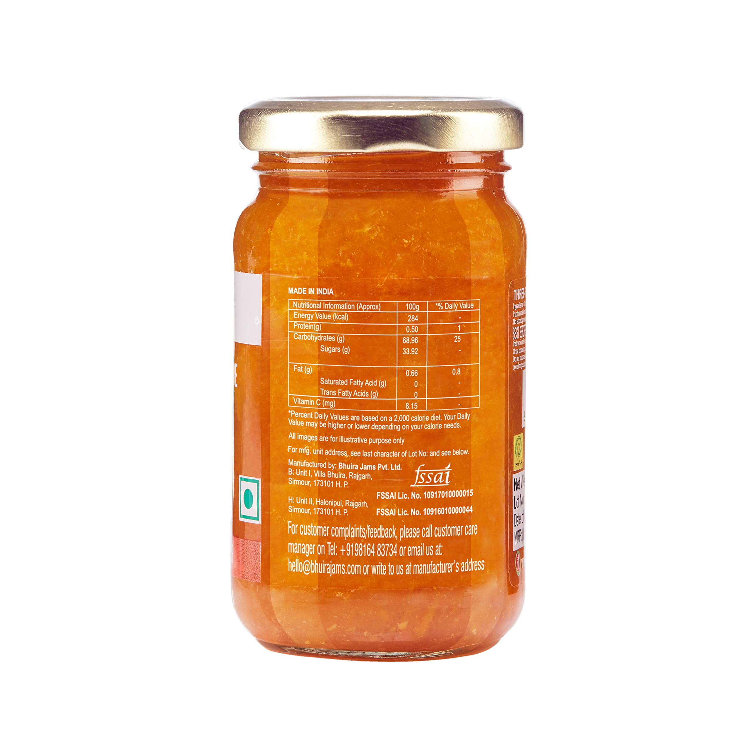 Bhuira|All Natural Jam Strawberry Preserve & Three Fruit Marmalade-240g Each|No Added Sugar|No Added preservatives |No Artifical Color Added |Pack of 2 - Image 4 thumbnail