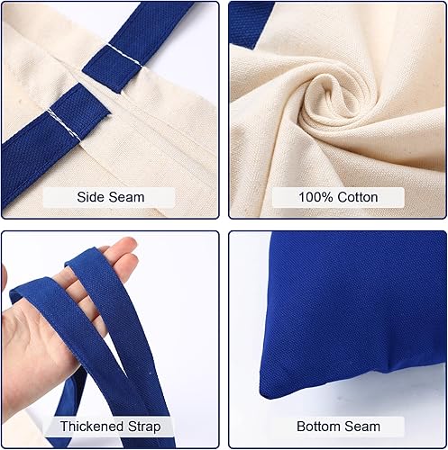 Miniatura 5 de Roowest 60 bolsas de lona de algodón reutilizables a granel, regalos de agradecimiento a los empleados, bolsas de tela para compras de comestibles