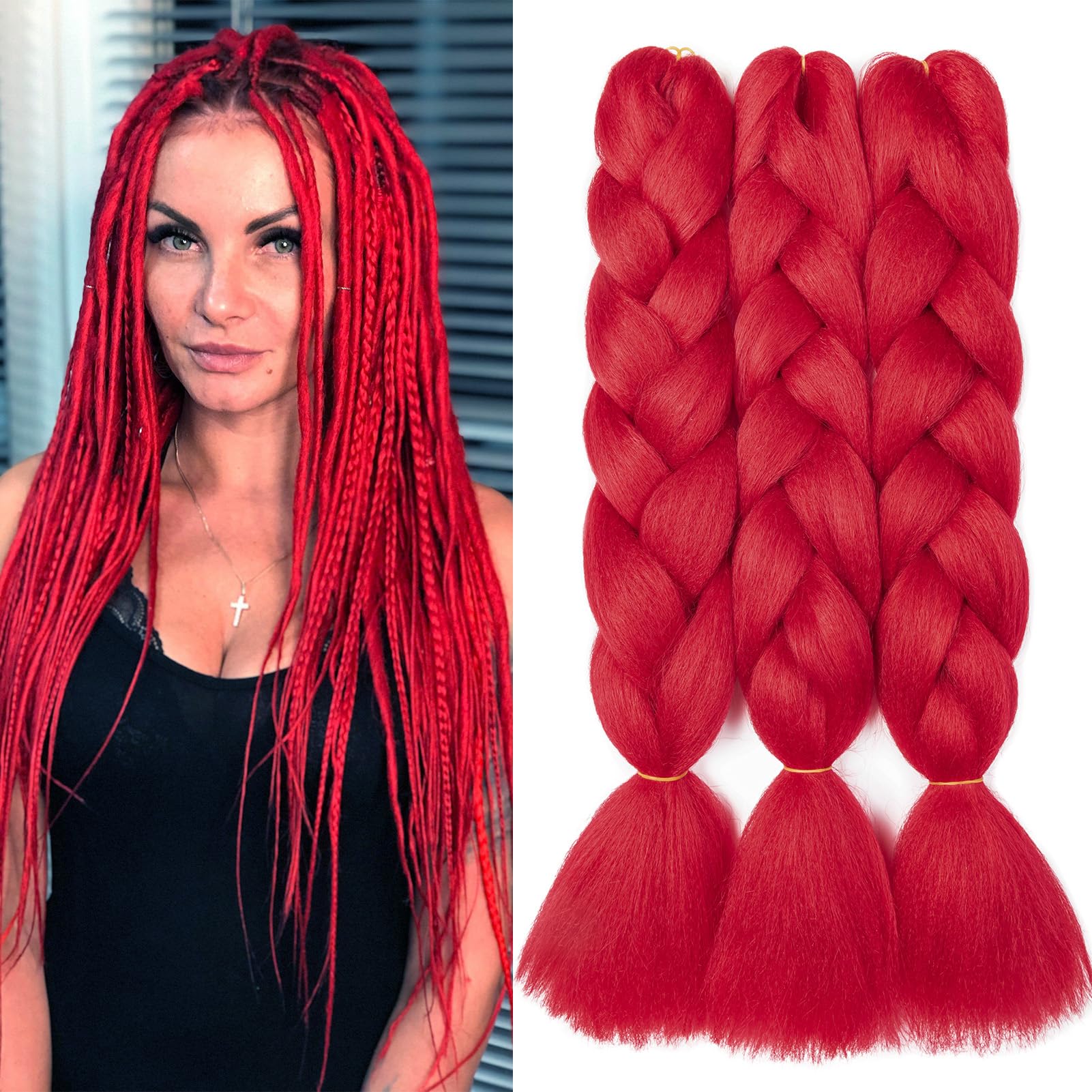 Dcbaboo Jumbo Braiding Hair Extensions 3packs 24inch Hair Extensions for Braiding Synthetic Hair Kanekalon Ombre Braids Hair Extensions Afro Crochet Braids Twist Hair Extensions 300g