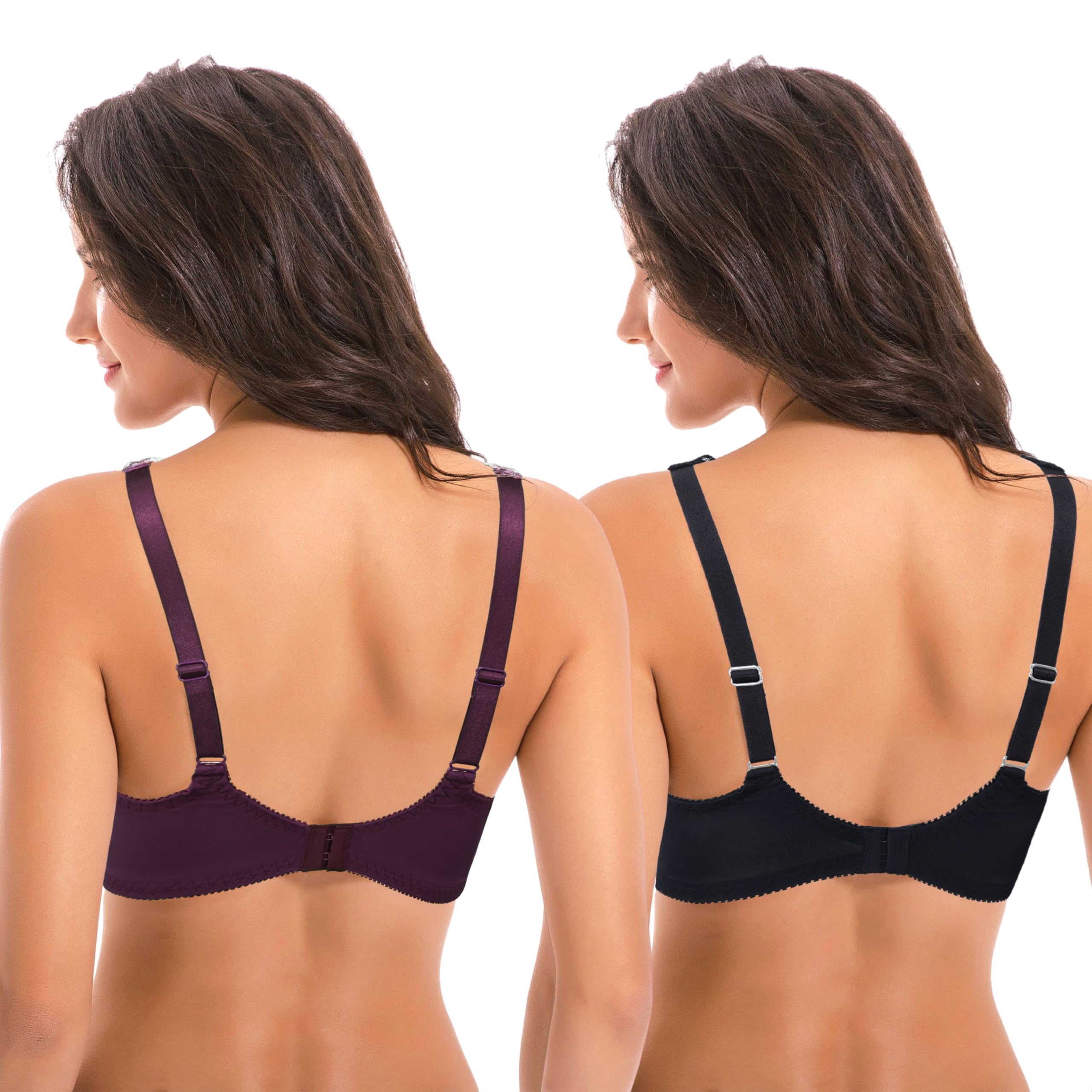 Curve Muse Kobiety Minimizer Bez podszewki Fiszbiny Biustonosz Z Koronkowy haft-2 Pakiet