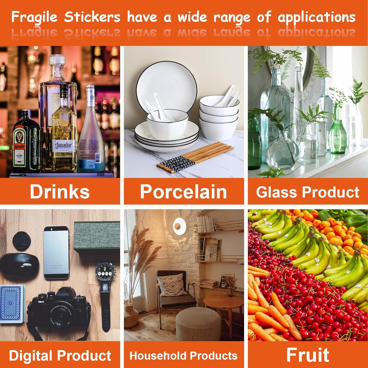 SJPACK 1000 Fragile Stickers 2 Rolls 2'' x 3'' Fragile - Handle with Care - Thank You Shipping Labels Stickers (500 Labels/Roll) (Pack of 2)