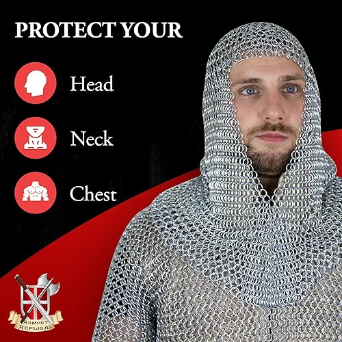 Miniatura 2 de Armory Replicas Armadura medieval Coif de Chainmail 1875 pulgadas