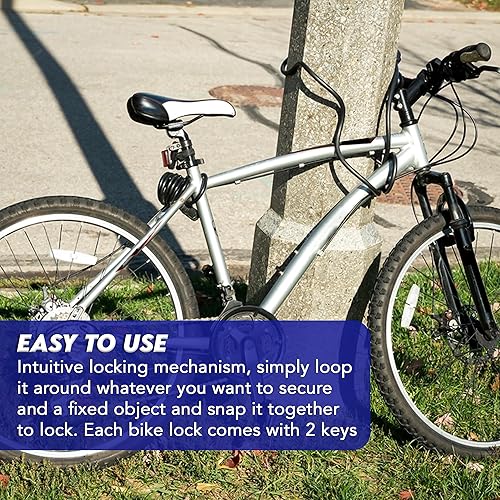 Miniatura 5 de Cerradura de bicicleta con llave  Cerradura de bicicleta  Cerradura para bicicletas  Cerraduras de bicicleta de PVC de 6 pies  Cerradura de rueda de