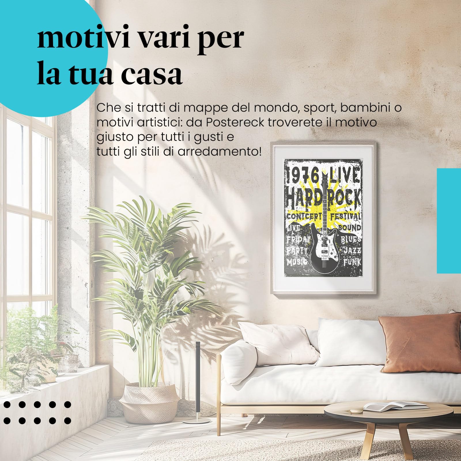 Postereck - 2148 - Poster Hard Rock Festival, chitarra musica concerto - Stampa con Scritta, Decorazione da Parete, Quadri, Ideen Regalo - Tela - 100,0 cm x 75,0 cm