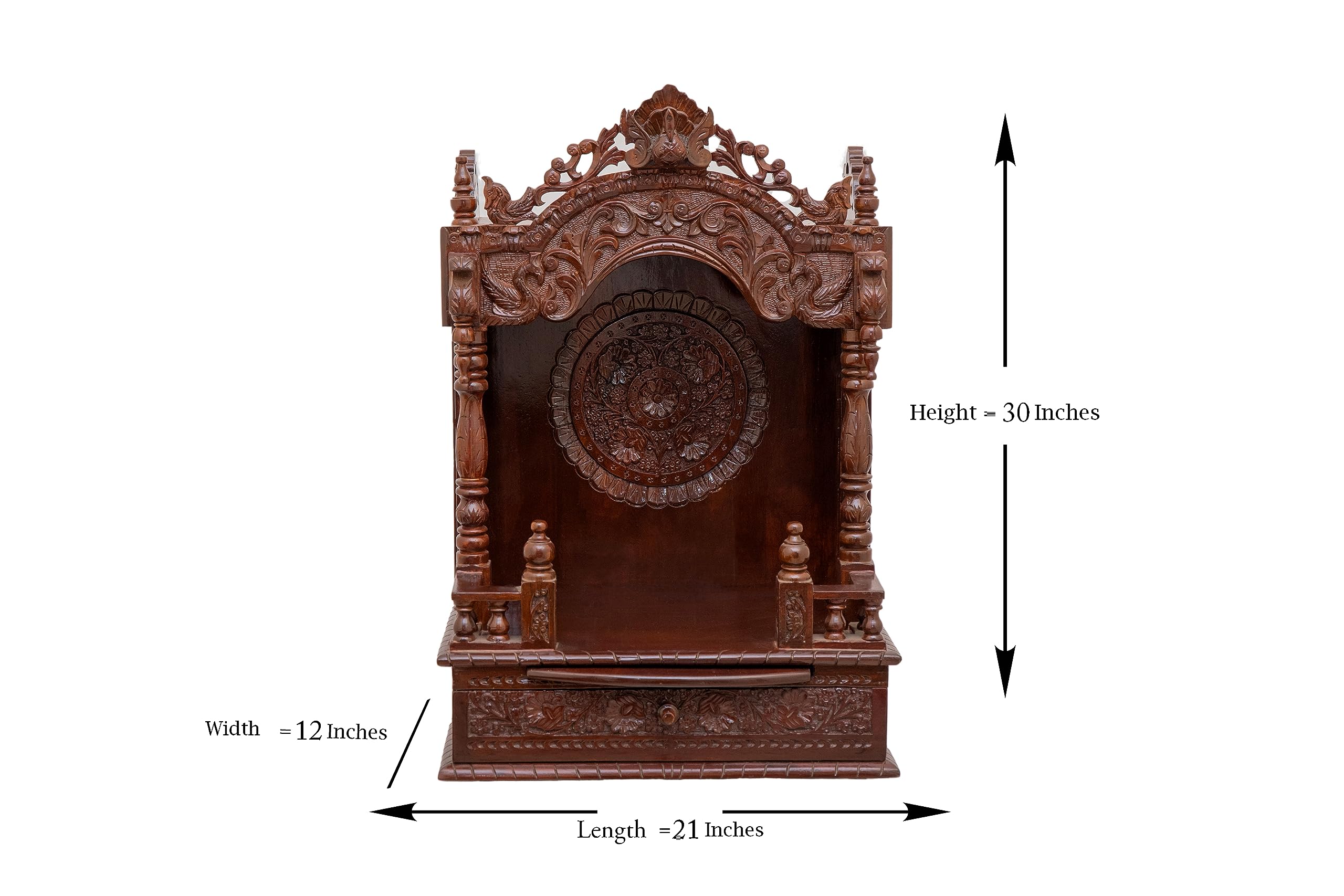 Handgefertigter Rajasthani Holztempel Aus Mangoholz – 100 % Handbemalt, 45,7 X 30,5 X 61 Cm, Fertig Vormontiert