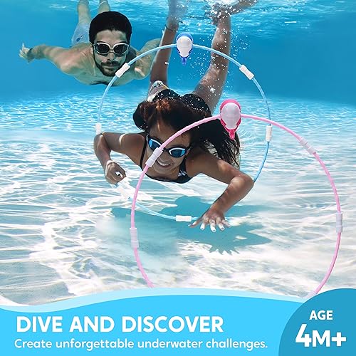 Miniatura 4 de SYNCFUN Juguetes de piscina, anillos de buceo, 2 paquetes de anillos de natación para buceo, juego de piscina bajo el agua para niños para