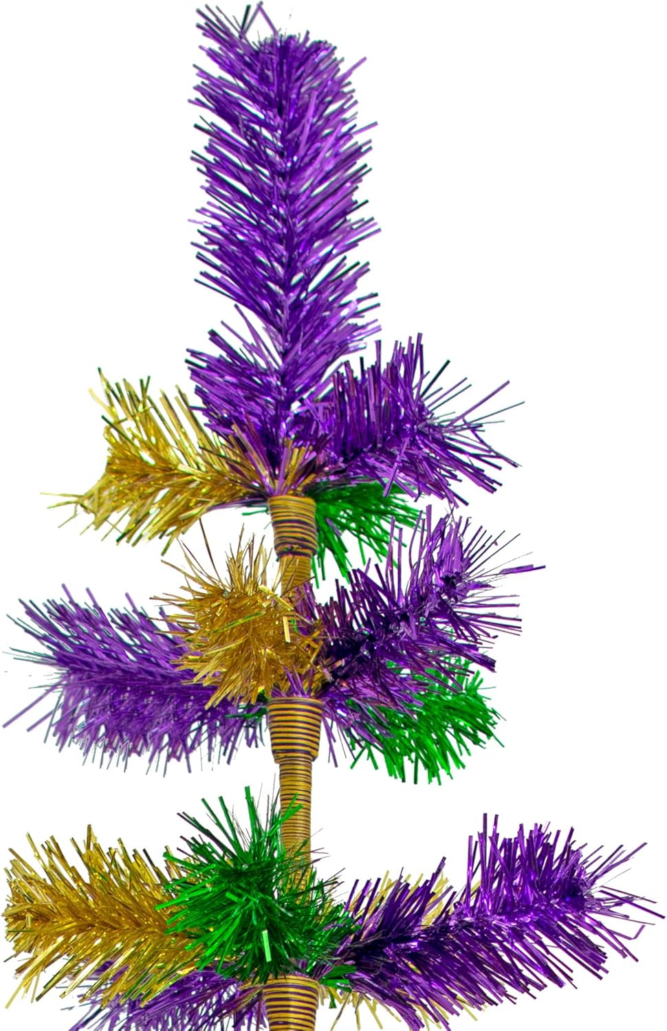 Mardi Gras Themed Tinsel Christmas Tree Mixed Brush Branches Holiday Decor Trees (36in)