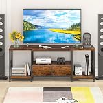 TV Support avec tiroirs pour 55 60 65 Pouces TV - Centre de divertissement et industriel TV Console Table avec étagères de rangement ouvertes pour salon, Chambre - 55.1" Marron rustique