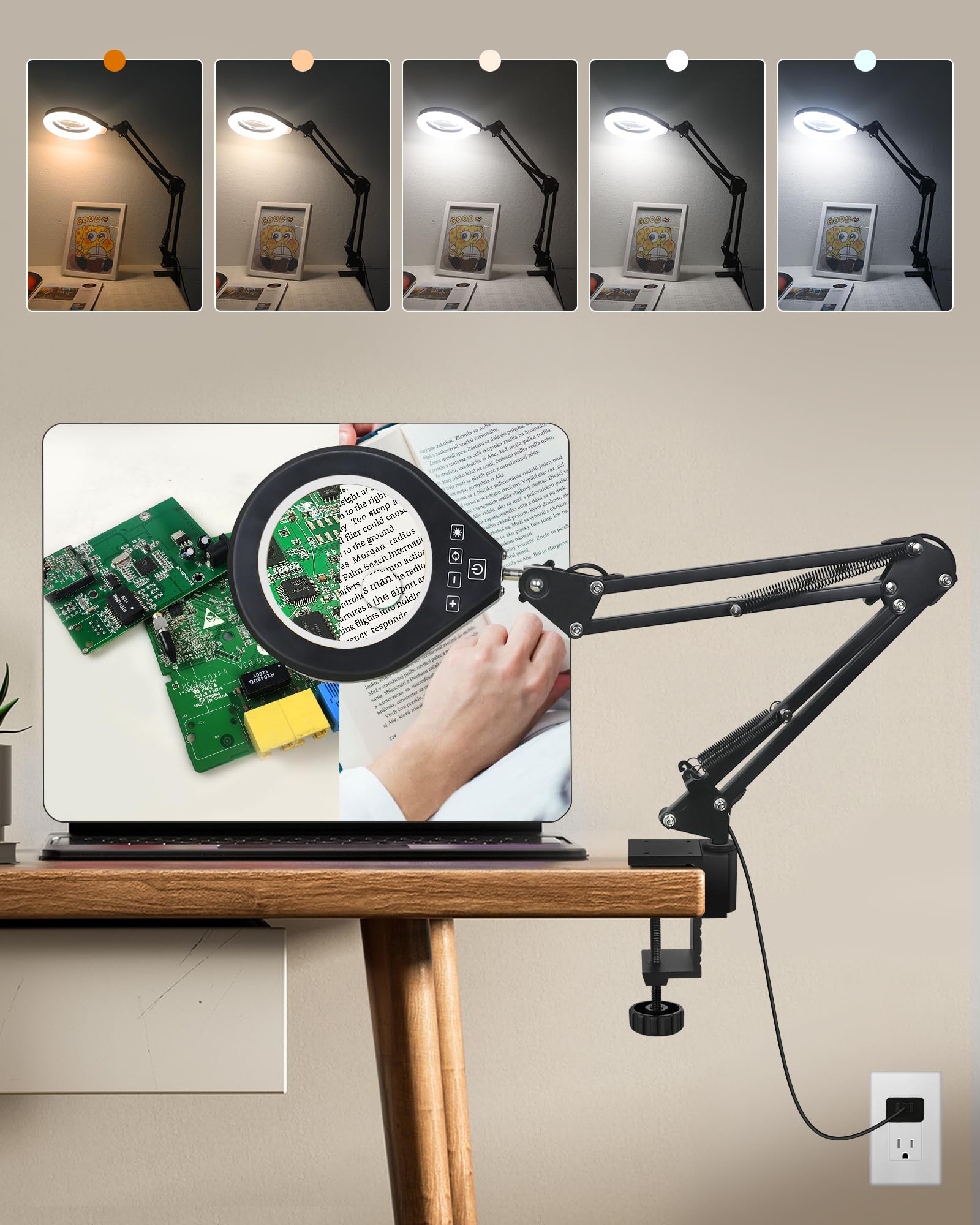 NAKOOS Desk Magnifying Lamp
