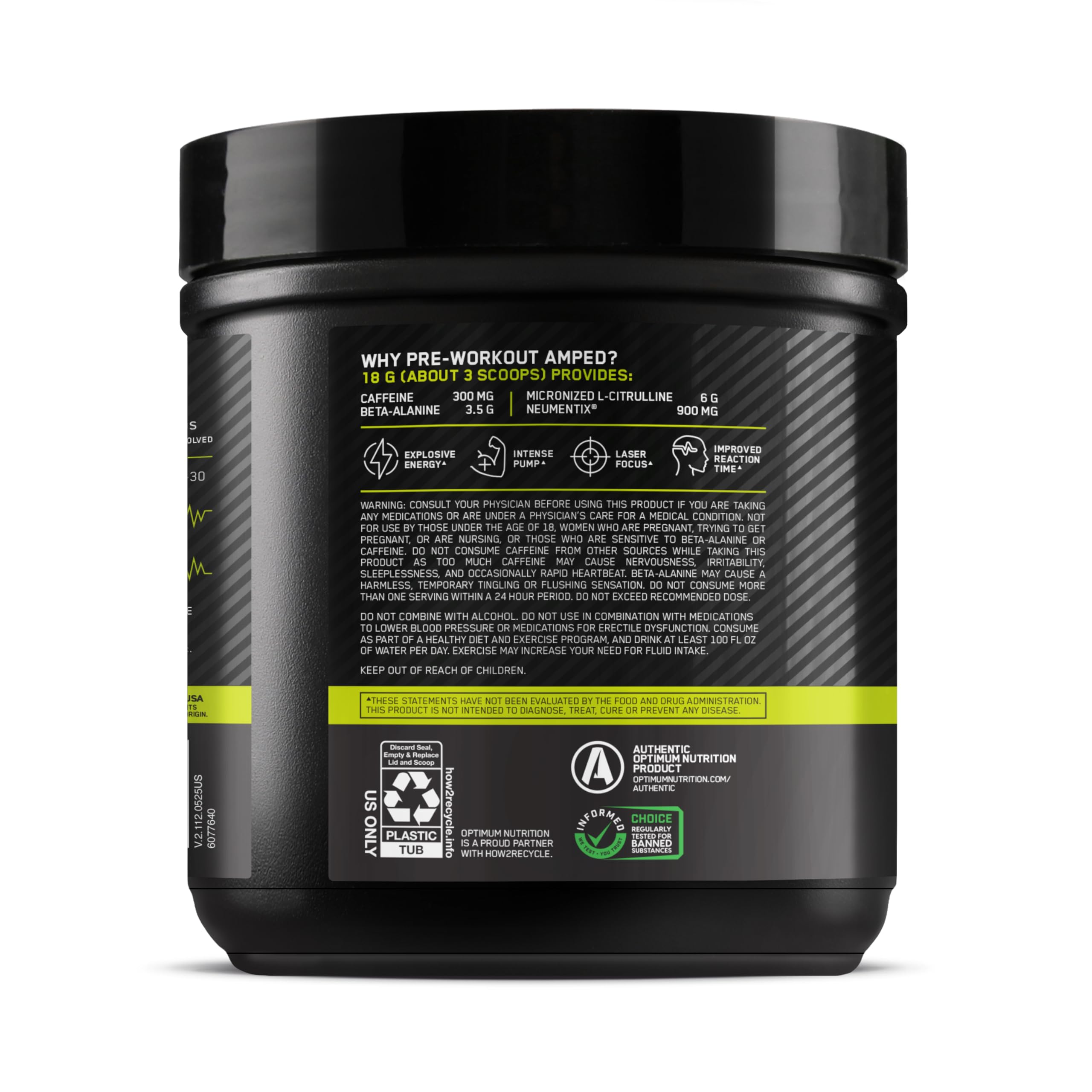 Optimum Nutrition Amped Pre-Workout Powder, Berry Fusion, 12.69 Oz — Amazon image 8