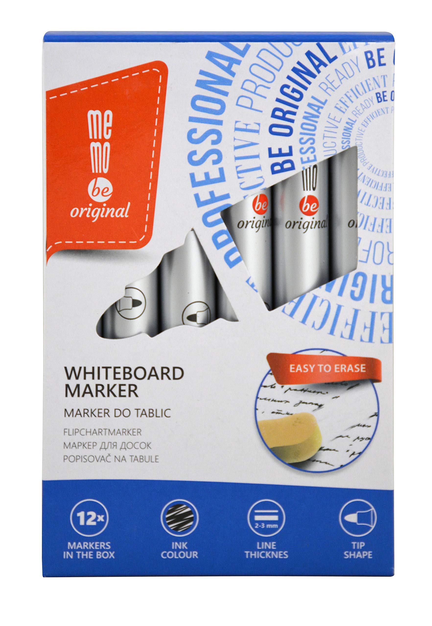 Memobe Board-Marker Set – 12 Stück, Rundspitze 2-3 Mm, Alkoholbasiert, Für Whiteboards & Glas