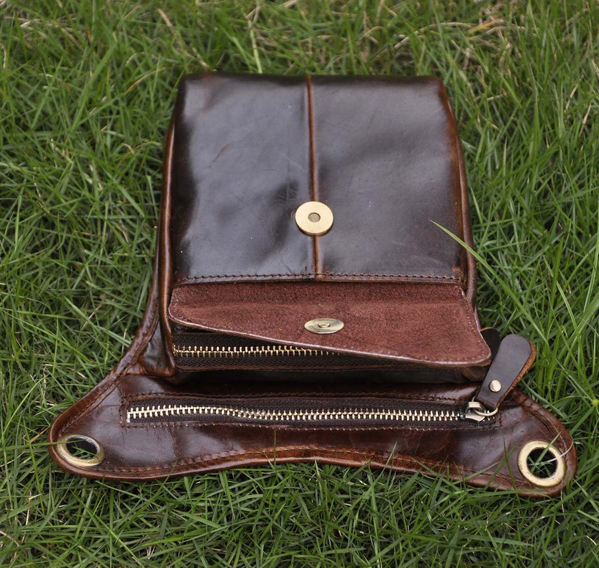 Le'aokuu Hombres Cuero Genuino Bolso Cintura Bolsa de Cuero Gota Pierna Bolsa para Hombres Bolso Multifuncional Militar Táctico Moto Bicicleta Senderismo Deportes Camping Montar 211-3 Café