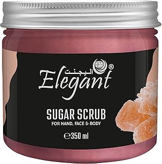 مقشر سكر مغذي من اليجنت- 350 جرام - (سكر + ملح الهيمالايا الوردي)، مقشر سكر عضوي للجسم | مقشر مغذي للاستخدام اليومي للرجال والنساء، يحارب علامات التقدم في السن، 350 جرام