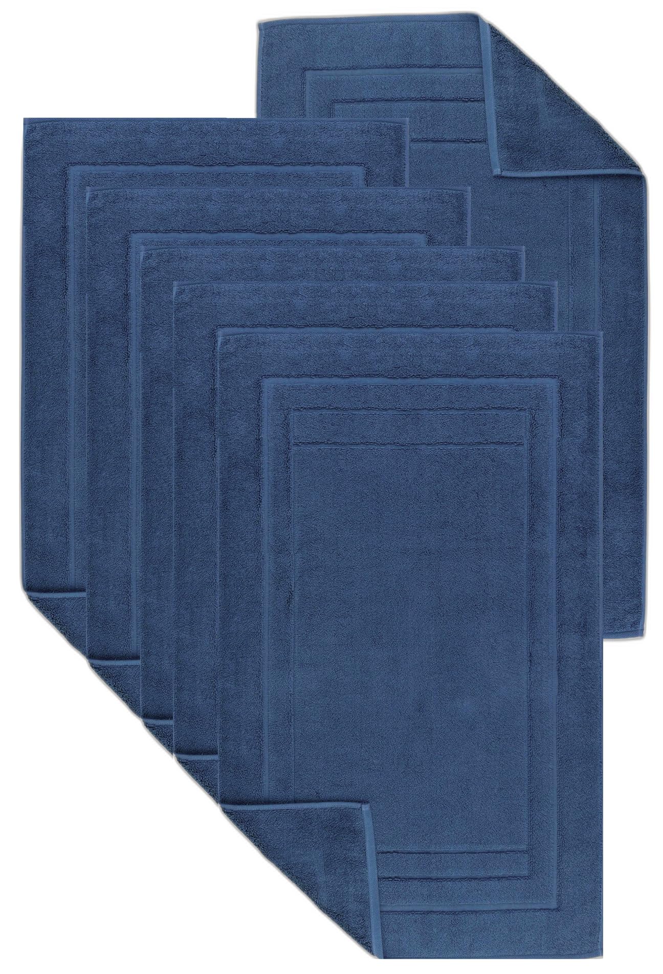 Luxury Egyptian Cotton Terry Toweling Bath Mats Set of 2, 4, 6 & 12 Bathroom Rugs 50 x 70 cm Super Soft High Absorbent Shower Floor Towels Quick Dry Hotel Bathroom Mat (6, Navy Blue)
