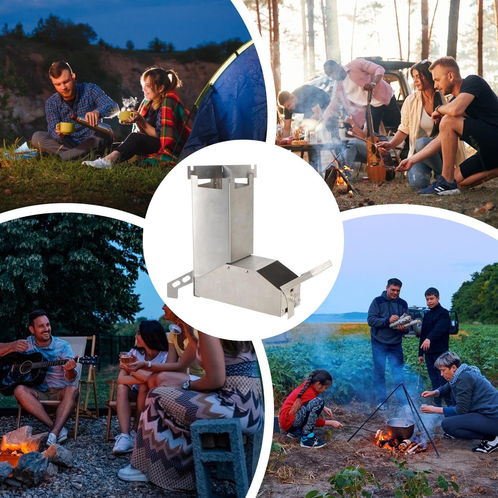 Neature Réchaud à fusée pliable – Léger et portable – Réchaud de camping carré pour cuisine extérieure – Poêle à bois d'extérieur en acier au carbone pour la randonnée, le pique-nique, la