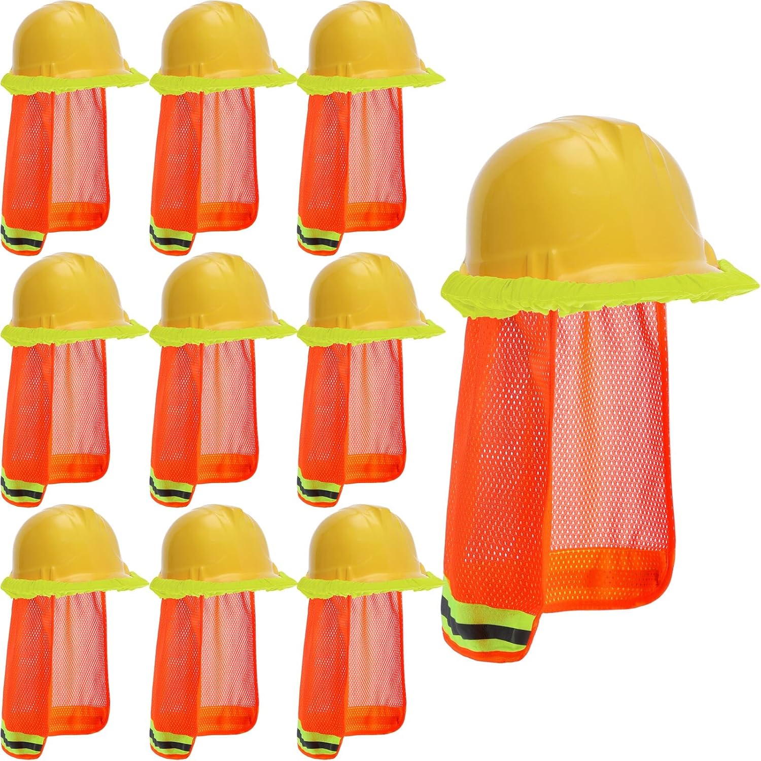 Eurzom Hard Hat Neck Sun Shield with Secure Fasteners Reflective Stripe Safety Hard Hat Shade Accessories Breathable Mesh for Construction Outdoor Landscaping