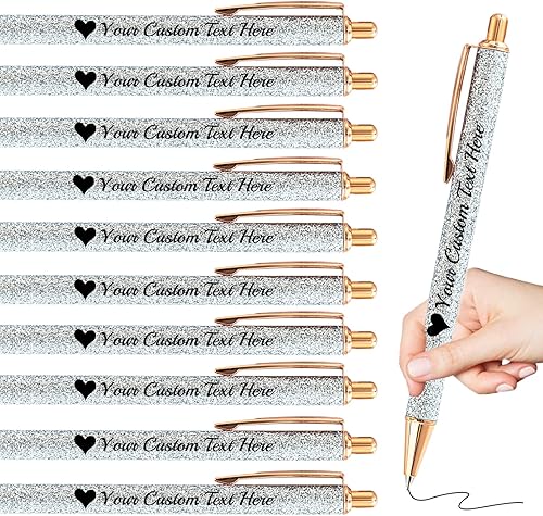 Bolígrafos personalizados con purpurina con nombre a granel, 10 unidades, bolígrafos personalizados con punta de lápiz digital para mujeres y niñas,