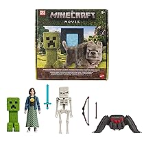 Mattel Minecraft – Incontri del Mondo Principale, set storia da collezone con 4 action figures e 3 accessori inclusi, confezione ispirata al film, giocattolo per bambini, 6+ anni, JFR70