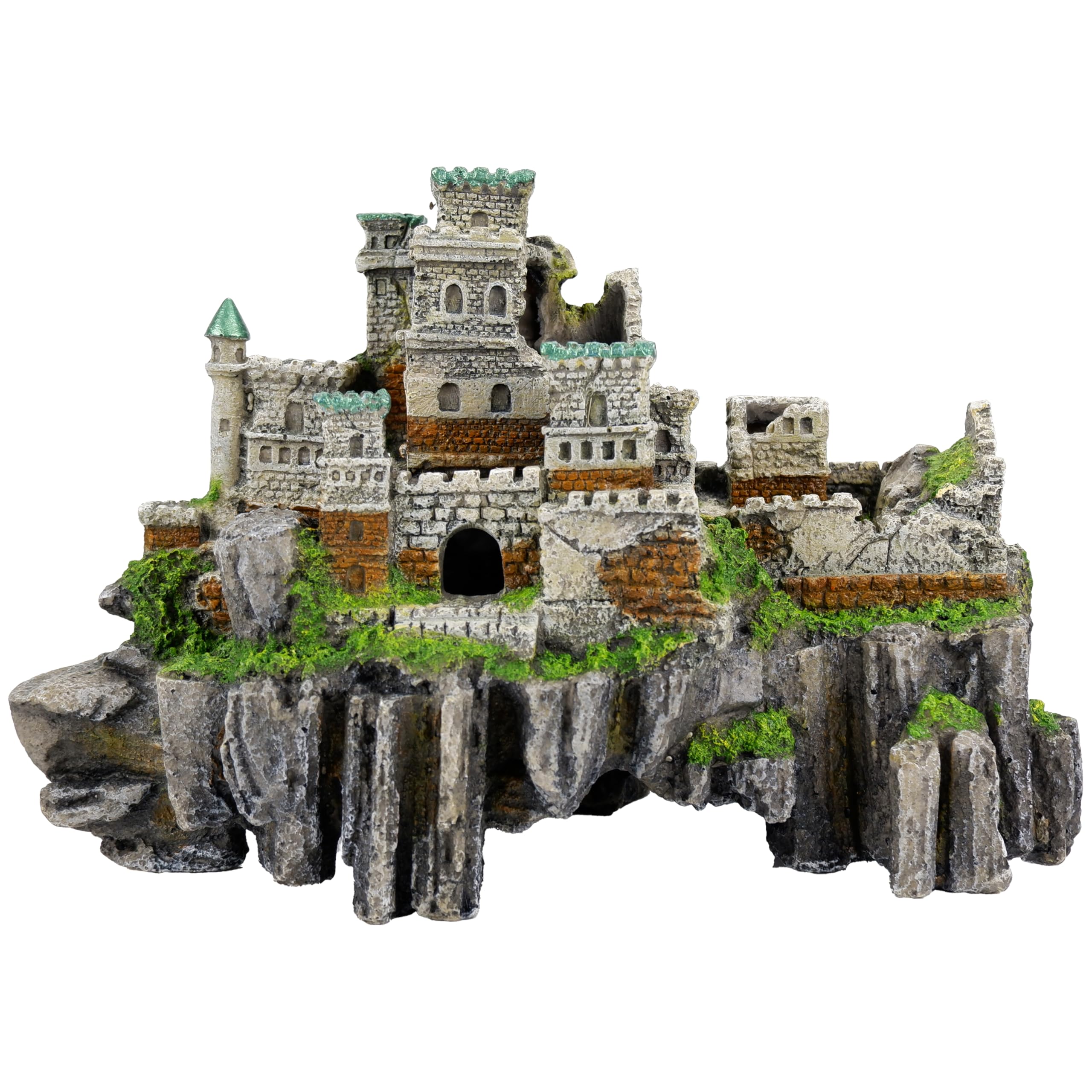 Classic Adorno de Acuario de ruina de Castillo de acantilado, decoración Grande de Mago, 375 x 223 x 250 mm