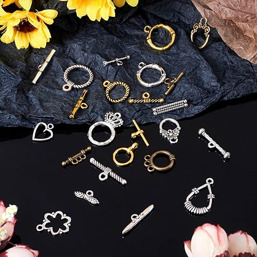 Miniatura 7 de Beadthoven - Juego de 120 broches de palanca de joyería tibetana, cierre de barra en T, conectores de palanca para collares, pulseras, joyería,