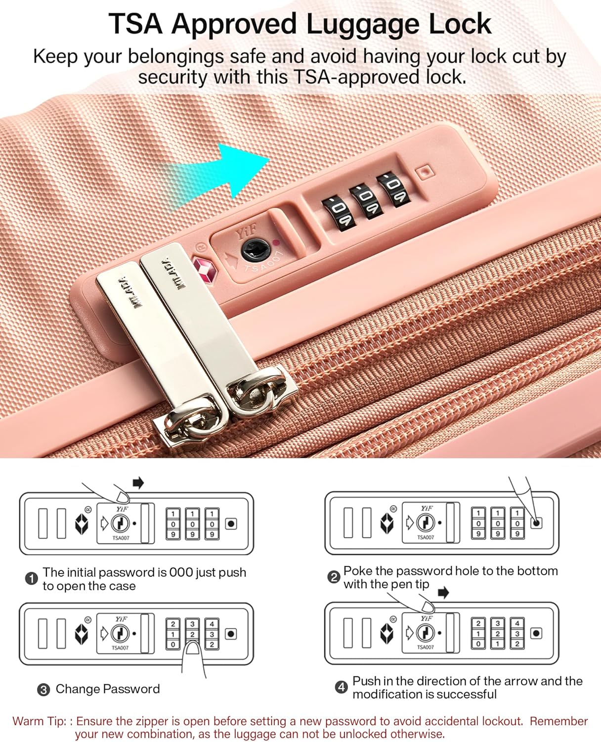 MILADA Expandable Carry On Luggage 20 Inch - Airline Approved Hardshell Suitcase with 8 Spinner Wheels, TSA Lock, Water-Resistant PC Shell, Lightweight & Durable for Travel, Pink