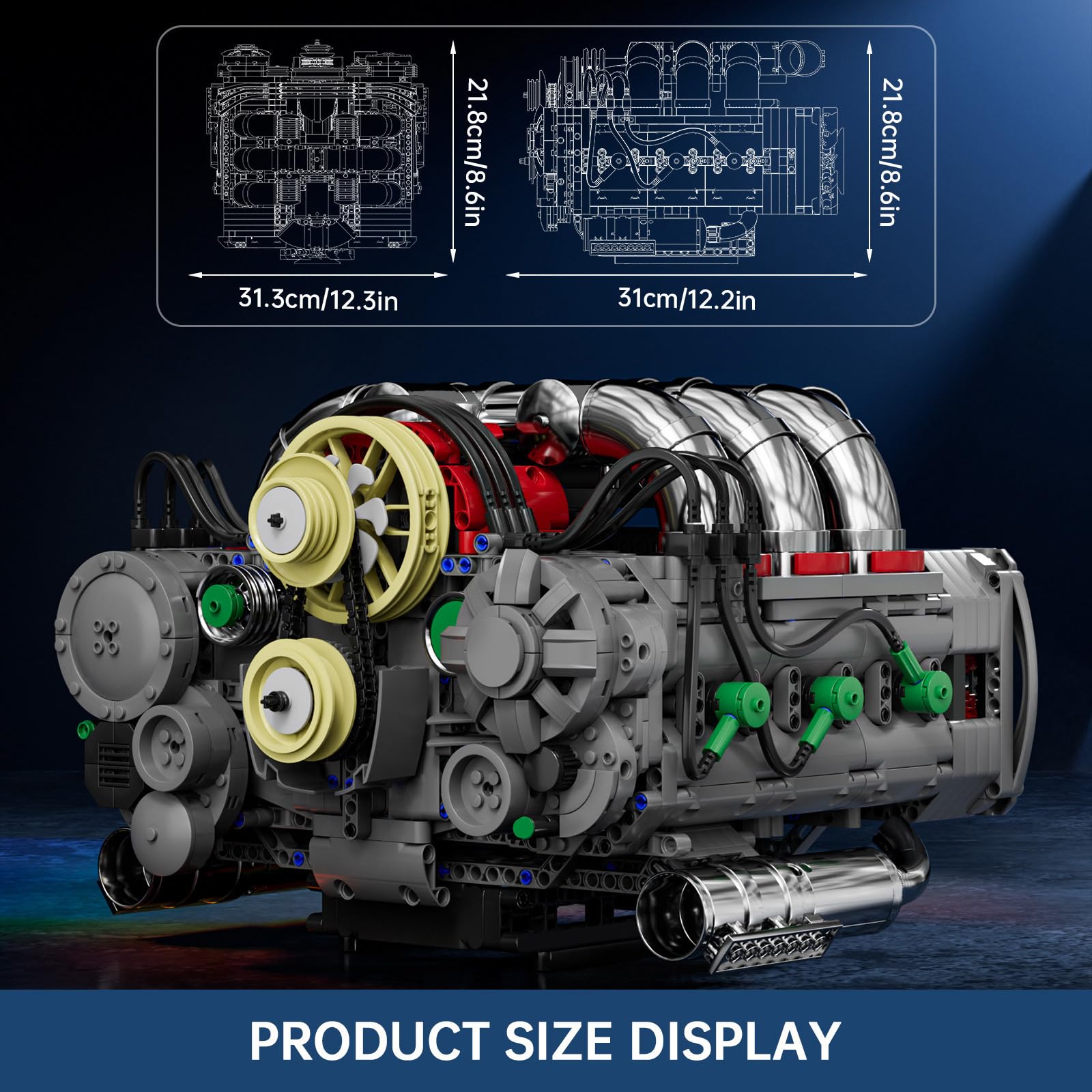 Amazon.co.jp: Mould King フラットエンジン組み立てセット、V8モデル