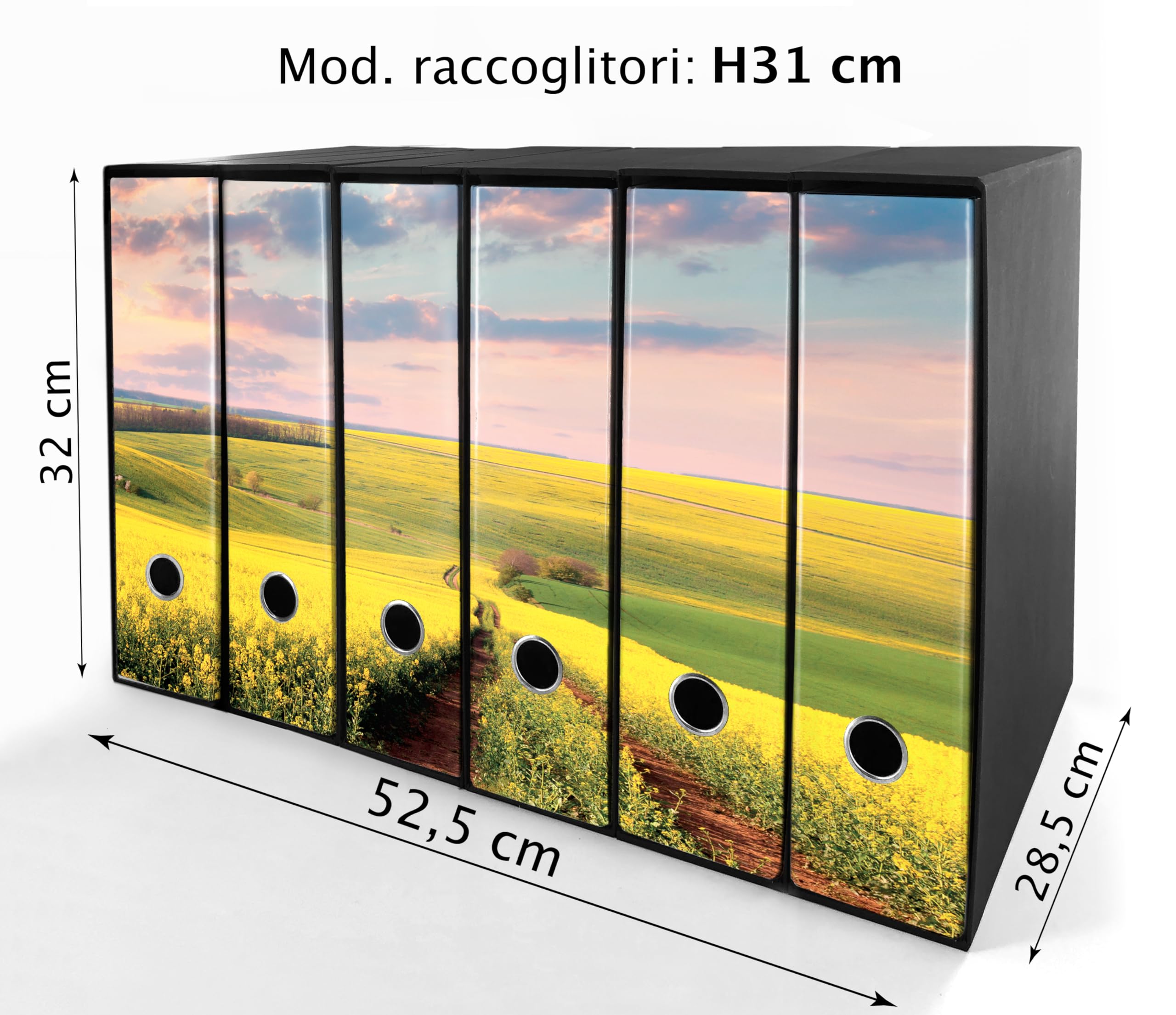 Set da 6 raccoglitori ad anelli - CAMPO FIORITO (H31 cm con 4 anelli)