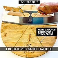 Vista 3 de Tabla de pizza de corte de pizza de doble agarre de 14 pulgadas Juego de pizza de regalo, mejor cuchilla de corte de pizza, tabla de cortar pizza