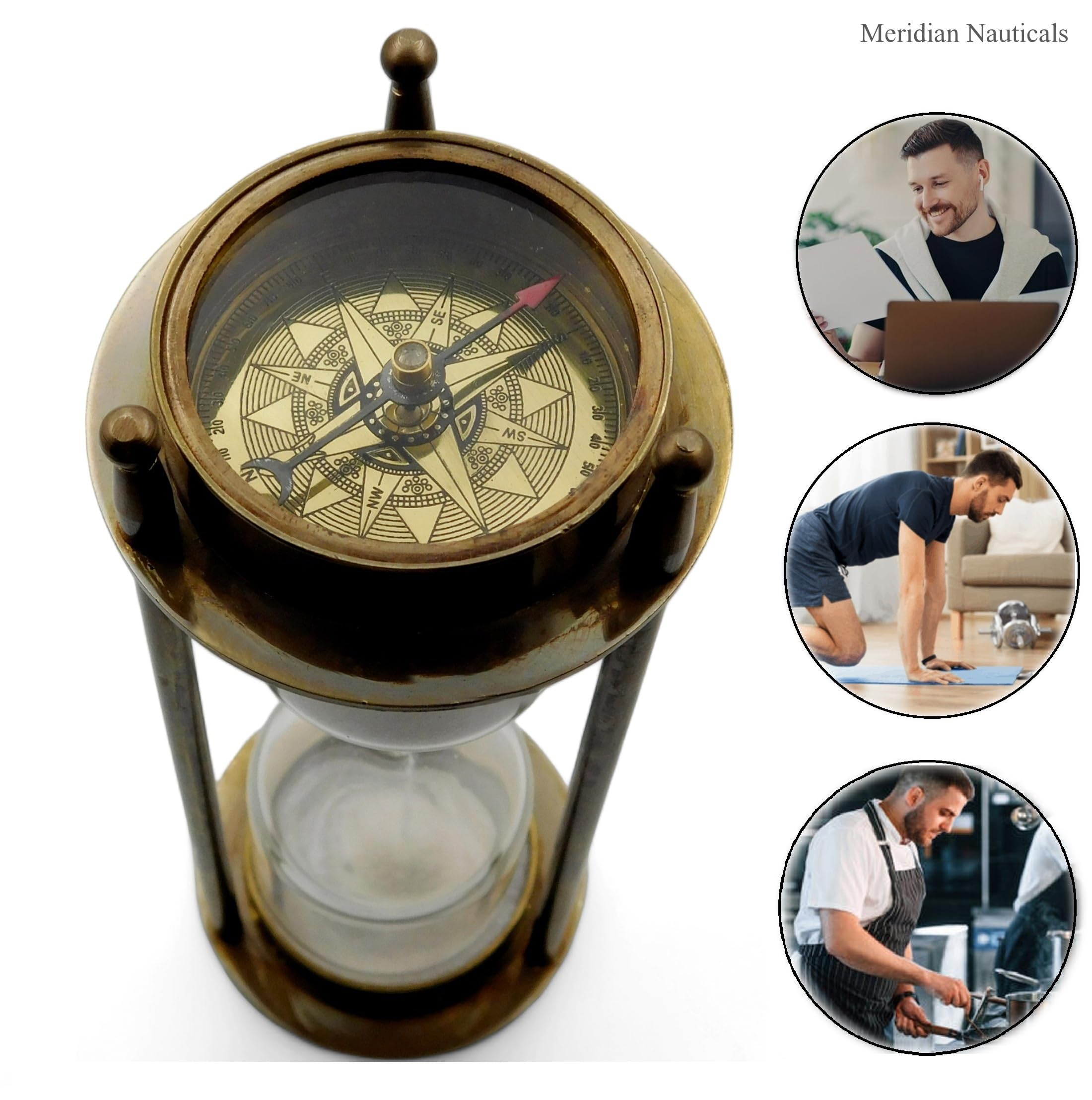 真鍮サンド タイマー砂時計ホイール コンパスベース&ハンギンググッズ Amazon.co.jp: Meridian Nauticals 7インチ 航海用真鍮製砂時計 砂時計
