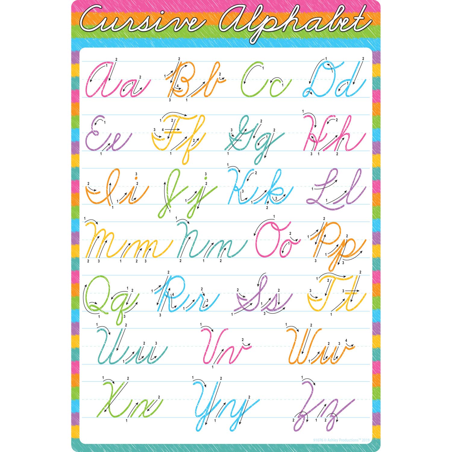 Ashley Productions Smart Poly Chart Cursive Alphabet, 13" x 19"