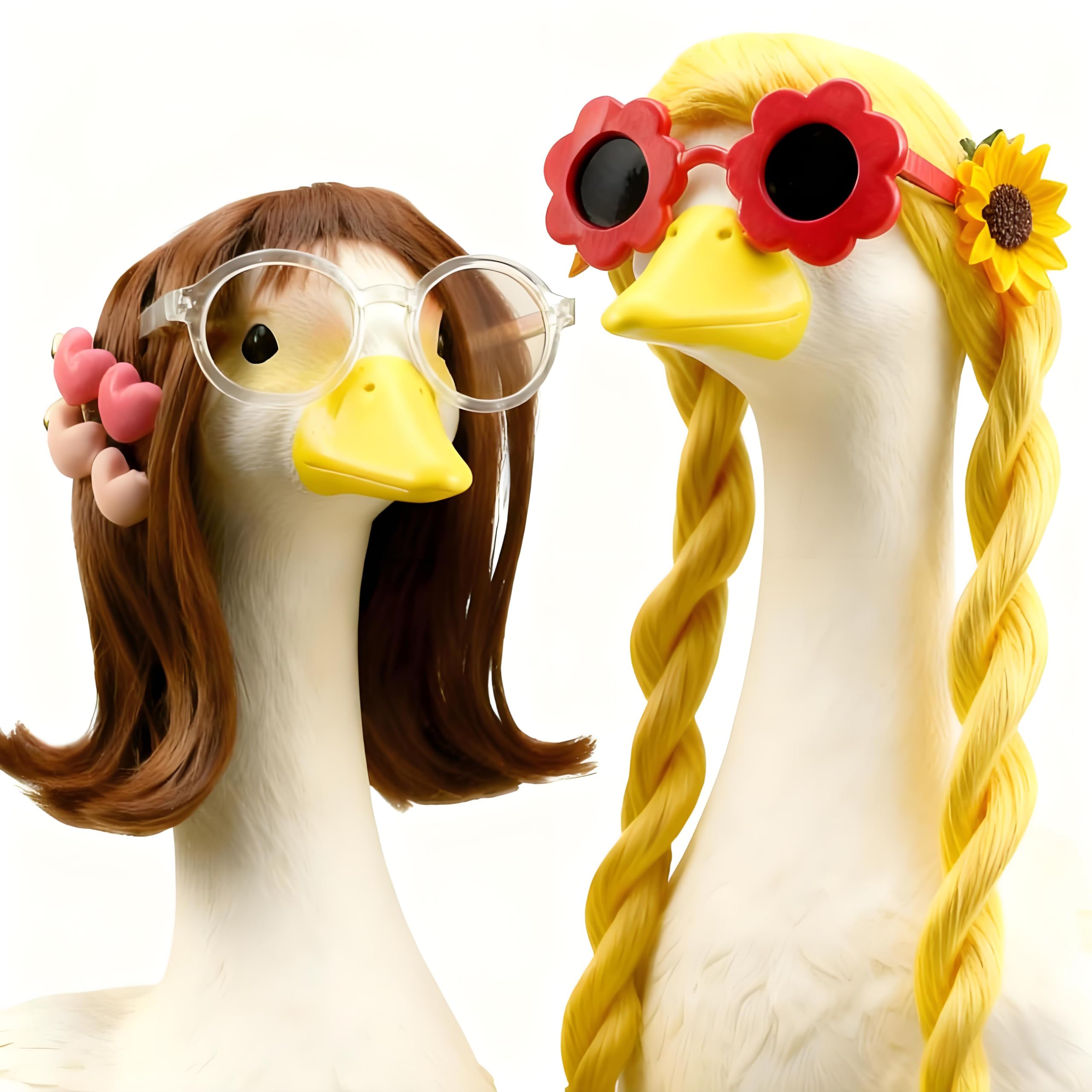 Thanksgiving Pastoral Porch Goose Wigs with Sunflower Clip, 2-Piece