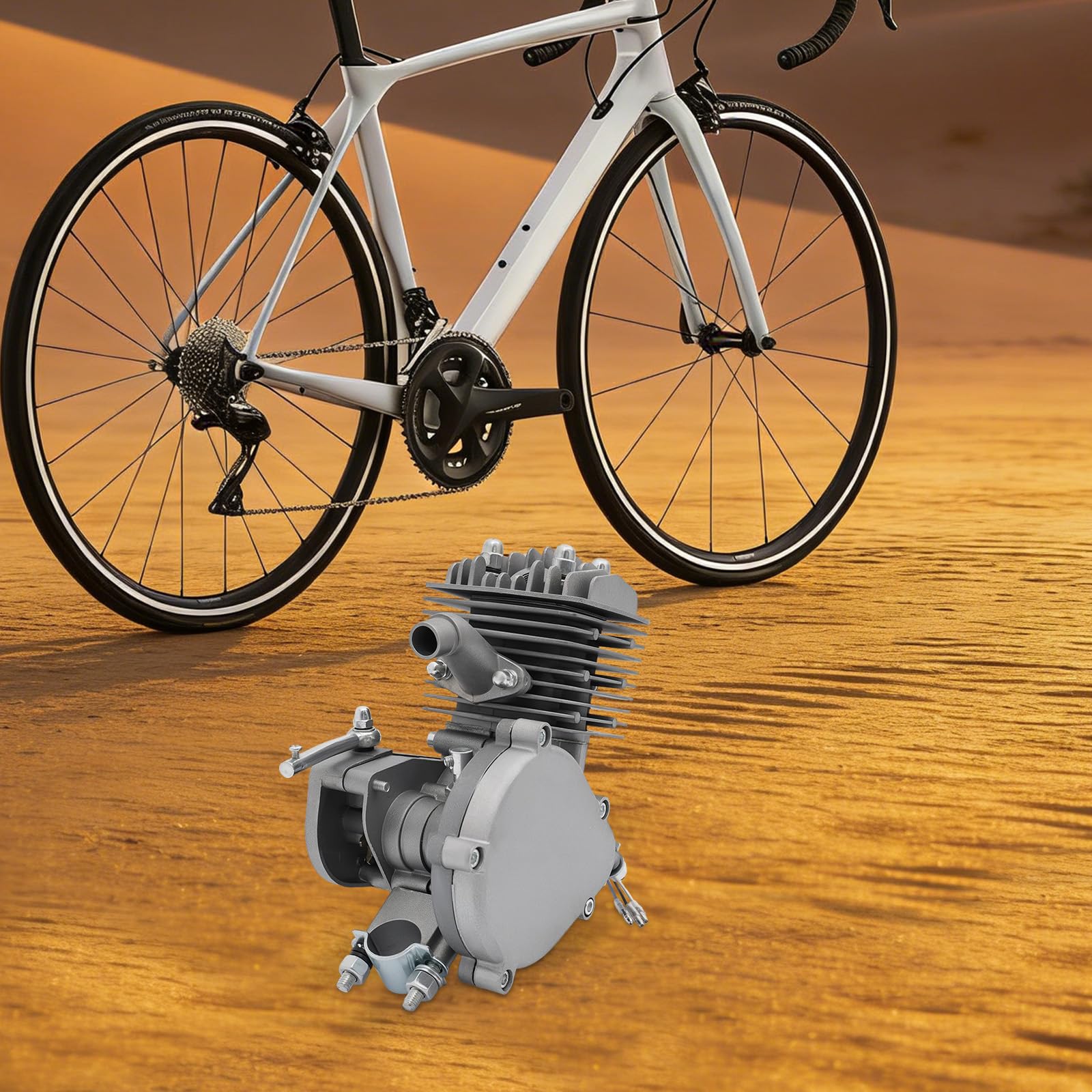 Fahrrad Motor Kit 2 Takt 80 cc, Motor Fahrrad CDI Zündsystem Benzinmotor 180 kg Tragkraft Engine Luftgekühlt Fahrradmotor-Set für Fahrräder, Mountainbikes und Rennräder Bis 40km/h