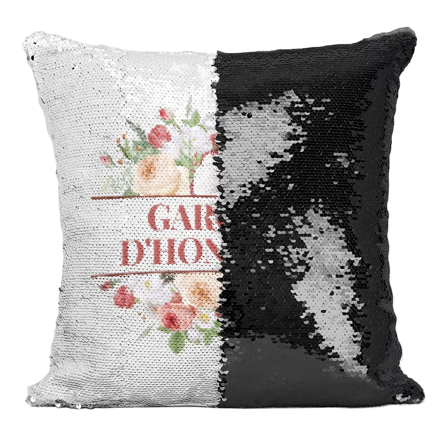 Coussin Sequin Paillettes Noir Mariage cadeau garçon d'honneur et souvenir de mariée