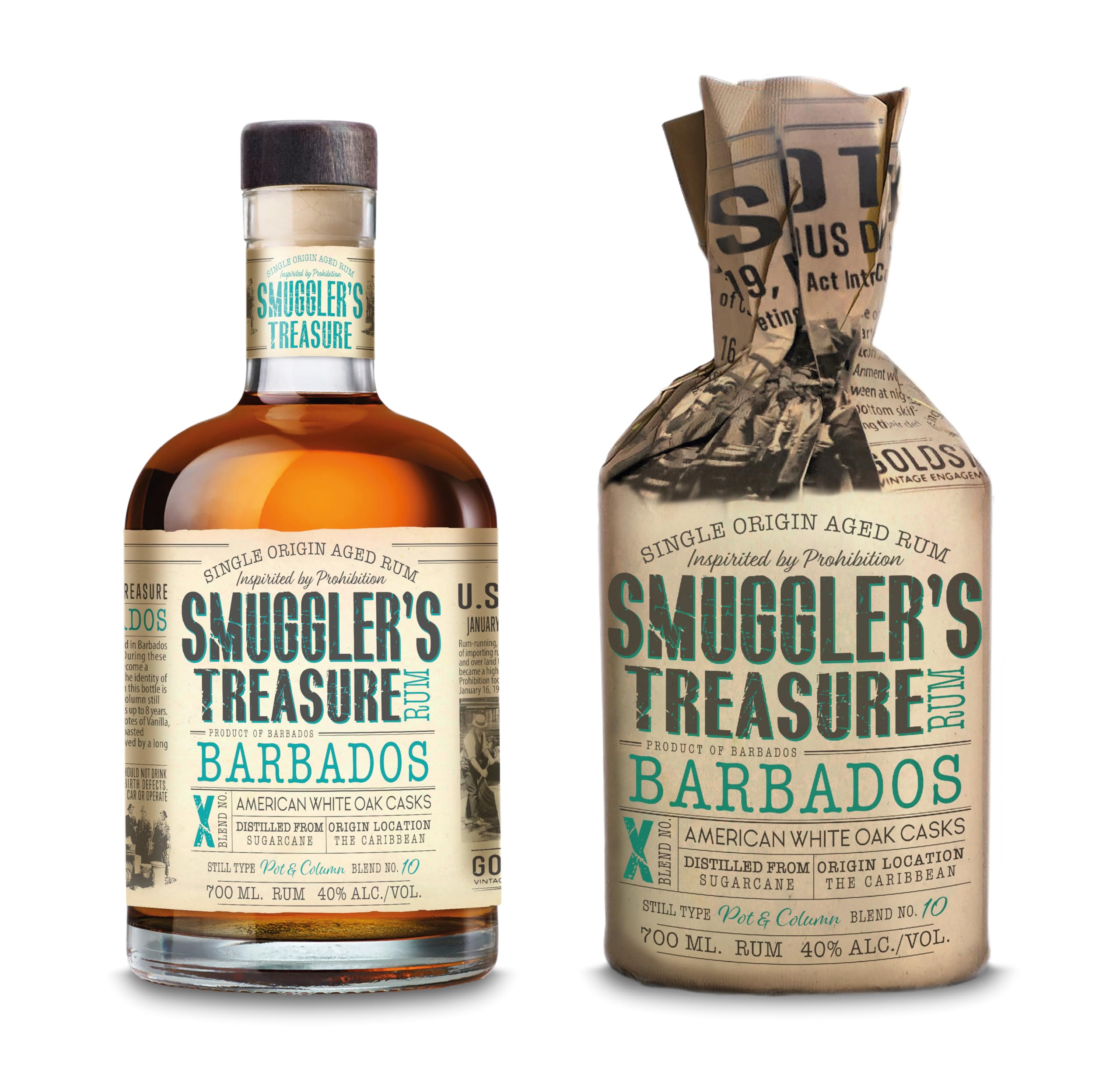 Smuggler’s Reserve Barbados Rum 40% Vol. – 3–8 Jahre tropisch gereift – Ex-Bourbonfässer – Pot  Column Still – Melasse – 0,7L