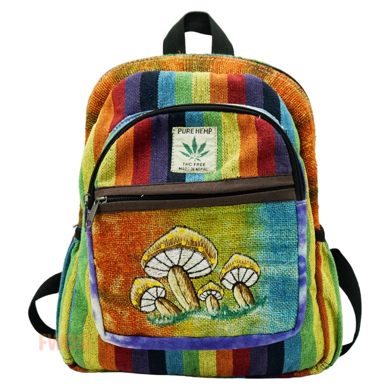 FKKI-Hemp Trippy Mushrooms Mini Backpack, Handcrafted Cute Rainbow Colors Bag, Lightweight & Unisex Hippie bag, All Purpose Tablet Backpacks Hiking Bag FKKI-Hemp Trippy Mushrooms Mini Backpack, Handcrafted Cute Rainbow Colors Bag, Lightweight & Unisex Hippie bag, All Purpose Tablet Backpacks Hiking Bag