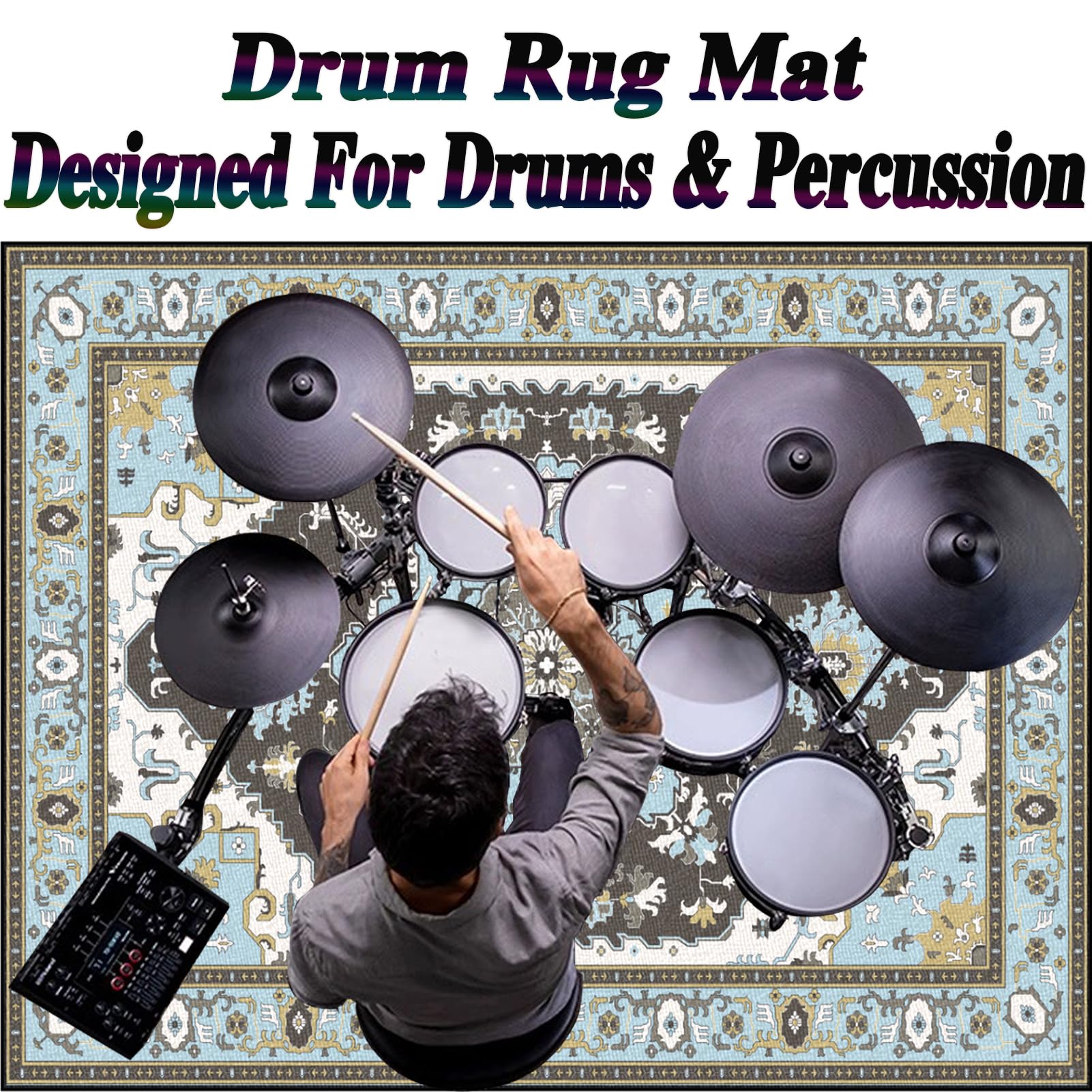 Generisch Schlagzeugteppich Drum Teppich Schallschutz Akustik Teppich Schallschutzmatte Drum Rug Drum Matte Drumteppich rutschfeste Trommel Teppiche140x120cm（LL）
