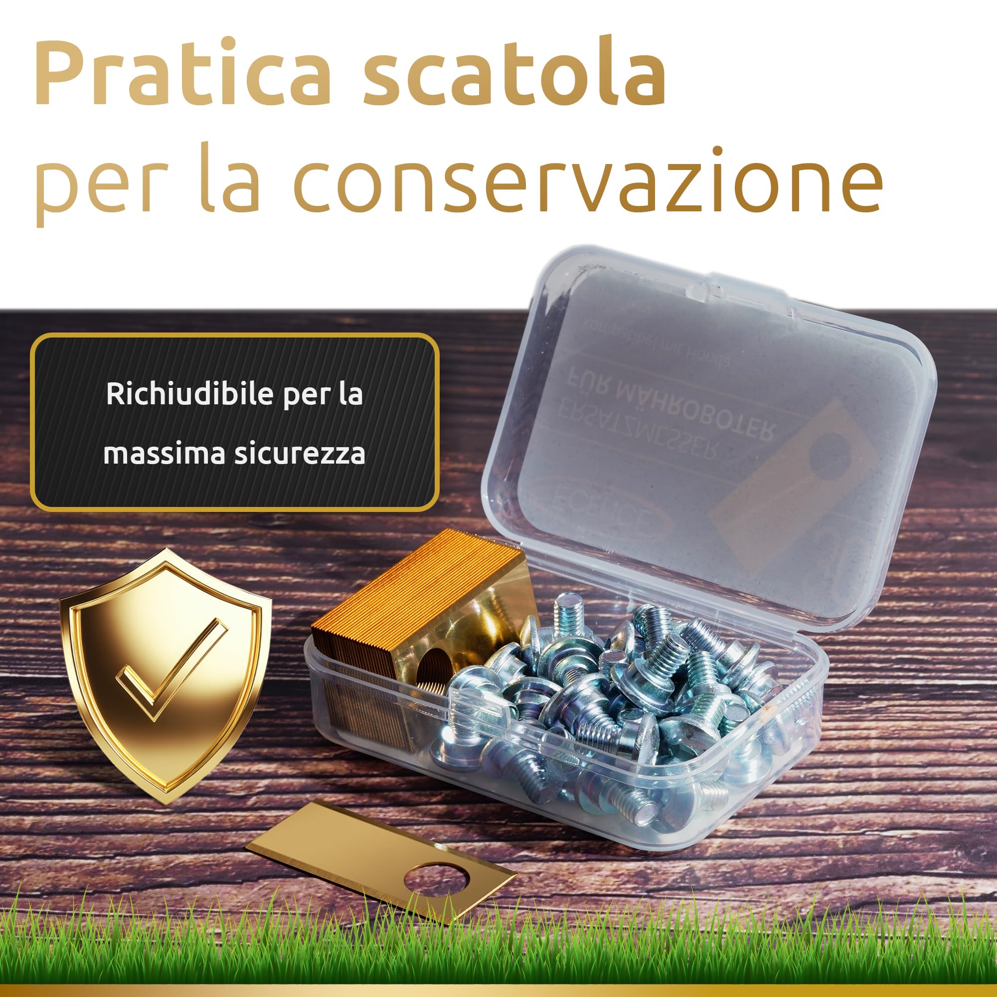 ECENCE 30 Titan Lame di Ricambio per Robot Tagliaerba di qualità compatibili con Honda Miimo 300 e 500 0,5mm 2gr + Vite